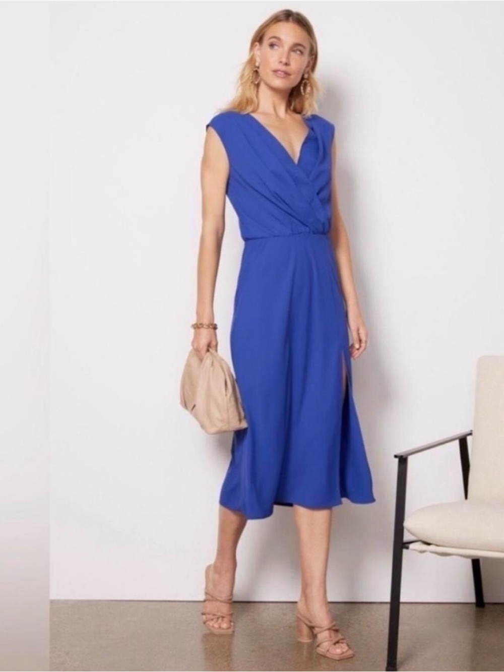 Amanda Uprichard Matthews Midi Dress Admiral Blue L NWT
